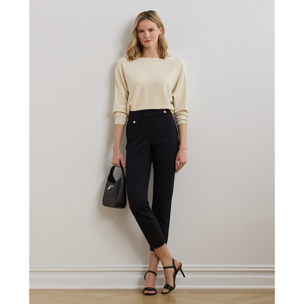 A sophisticated addition to your wardrobe, these ankle trousers are tailored for a streamlined, slightly tapered silhouette. A smooth ponte construction with a hint of stretch offers ease of movement, while gold-tone "LRL"-engraved buttons provide signature style.