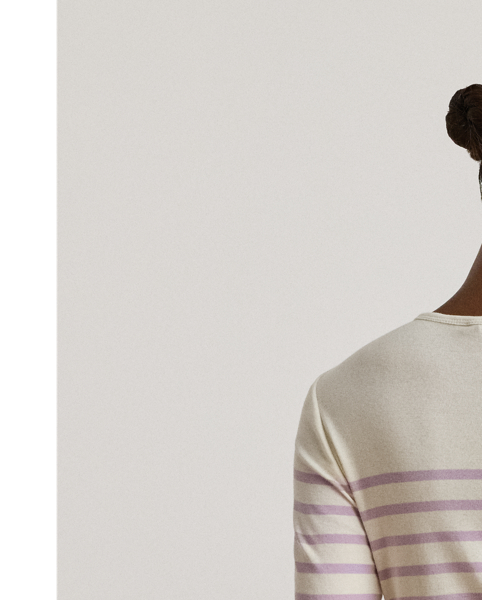 Featuring timeless yarn-dyed stripes, this essential long-sleeve crewneck T-shirt is rib-knit from breathable cotton for a soft hand feel. Lauren's signature embroidered logo on the hem completes the look.