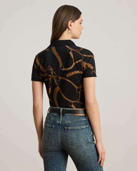 Synonymous with Lauren Ralph Lauren Lauren style, this version of the Polo shirt showcases the season's equestrian-inspired belting print. Embroidered with Lauren's signature logo at the chest, this style is rendered in cotton piqué with a hint of stretch for a soft hand feel.