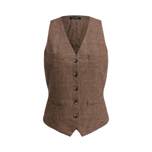 Glen Plaid Wool-Blend Waistcoat - Lauren - Modalova