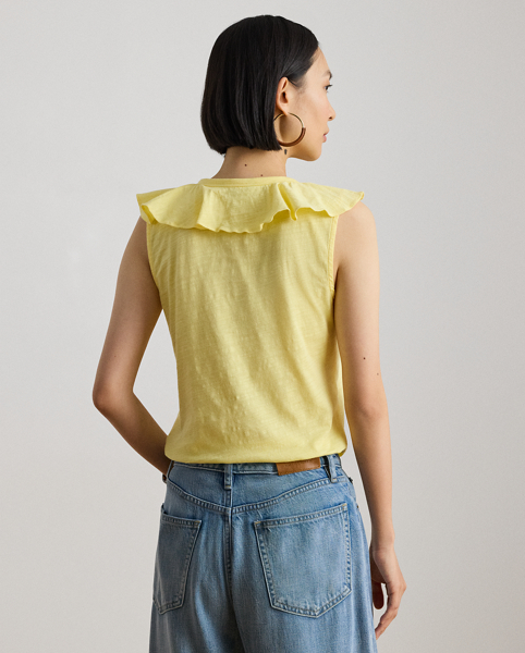 Top Smanicato in Jersey Irregolare con Volant - Ralph Lauren