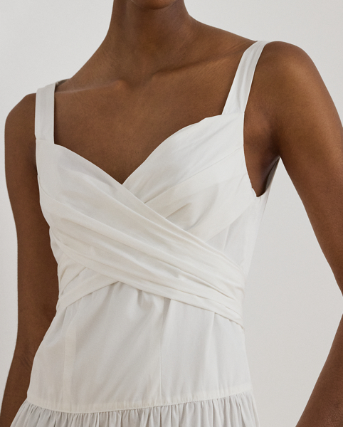 Abito a Balze in Popeline di Cotone Ralph Lauren