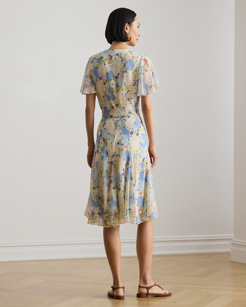Abito Floreale Ralph Lauren con Scollo a V Incrociato