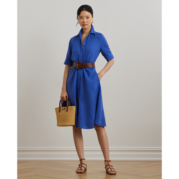 Light-as-air linen brings a breezy look and feel to this iteration of Lauren  Ralph Lauren Lauren’s essential shirtdress, while a charming self-tie waist adds to its easy character.