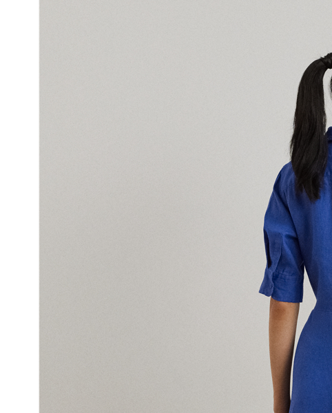 Light-as-air linen brings a breezy look and feel to this iteration of Lauren  Ralph Lauren Lauren’s essential shirtdress, while a charming self-tie waist adds to its easy character.