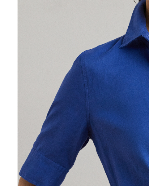 Light-as-air linen brings a breezy look and feel to this iteration of Lauren  Ralph Lauren Lauren’s essential shirtdress, while a charming self-tie waist adds to its easy character.