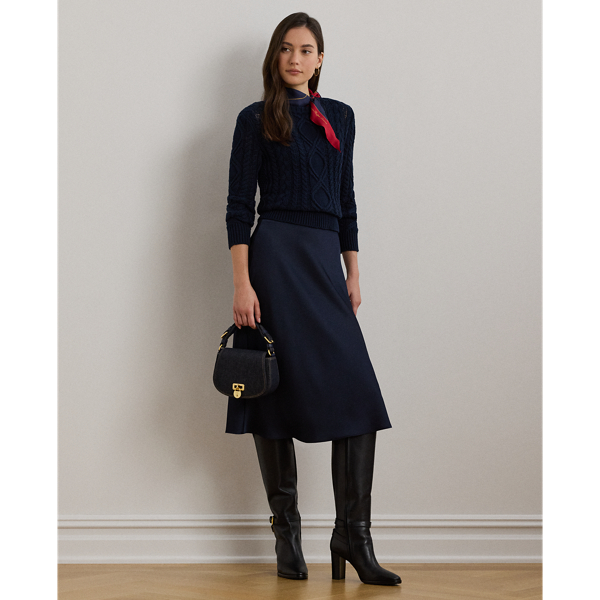 An elevated addition to your wardrobe, this midi skirt is realised in luxuriously smooth satin charmeuse for a fluid drape and lustrous finish.