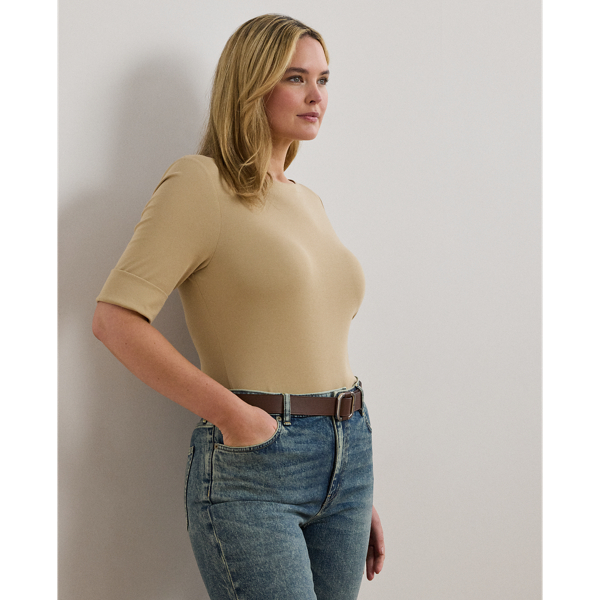 A boatneck and a slim fit define this top's sleek style, while an embroidered "LRL" monogram adds a signature touch.