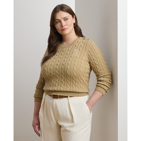 Lauren  Ralph Lauren Lauren updates the classic cable-knit jumper with signature button embellishments on the shoulder and an "LRL"-embroidered logo on the chest. Cut for a slim-fitting silhouette, it's knit from combed cotton for a soft hand.
