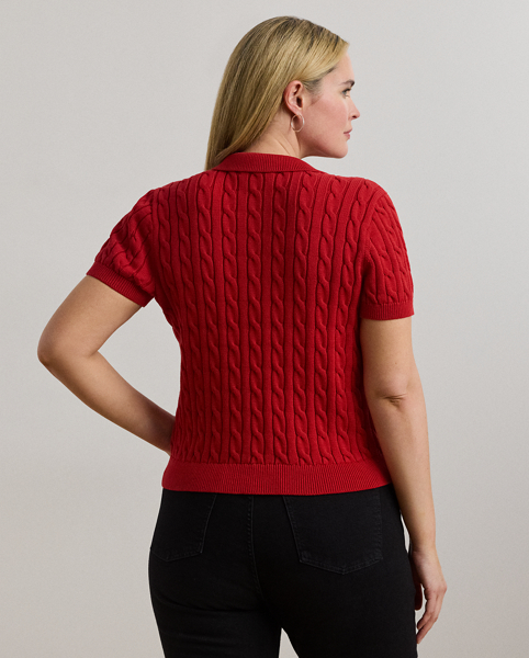 Crafted from combed cotton for a soft hand, this piece unites a timeless Polo shirt silhouette with the comfort of a cable-knit jumper. It's detailed with Lauren's signature embroidered logo and "LRL"-engraved buttons.