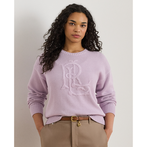Knit with ultra-soft combed cotton, this relaxed-fitting crewneck jumper features an oversize embroidered monogram on the chest for unmistakable Lauren  Ralph Lauren Lauren style.