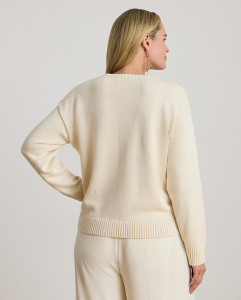 Knit from combed cotton for a soft hand, this crewneck jumper features an intarsia-knit golden retriever and an embroidered script "LRL" logo on the chest. A relaxed-fitting silhouette and dropped shoulders enhance its cosy feel.