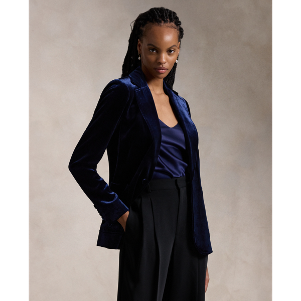 Rendered in luxe silk-blend velvet, this blazer is expertly tailored for a slim fit and features patch pockets.