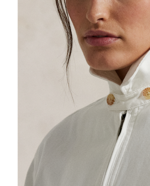 Cut for a relaxed fit, this cotton twill jacket is designed with a stand collar, which can be styled up or folded down. Our signature embroidered Pony adorns the chest.