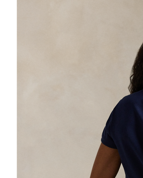 Crafted with stretch cotton piqué for a slim fit, this short-sleeve shirt unites a classic ribbed Polo collar and a full-buttoned placket. Our signature embroidered Pony adorns the chest.