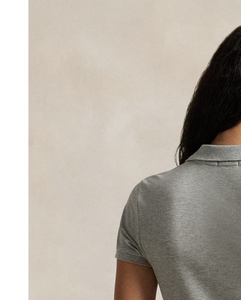 Crafted with stretch cotton piqué for a slim fit, this short-sleeve shirt unites a classic ribbed Polo collar and a full-buttoned placket. Our signature embroidered Pony adorns the chest.
