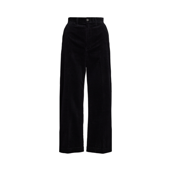 Polo Ralph Lauren Corduroy Wide-leg Cropped Trouser In Black