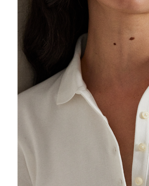 Crafted from stretch cotton piqué for a slim fit, this long-sleeve shirt combines a classic rib-knit Polo collar and a full-button placket. Our signature embroidered Pony adorns the chest.