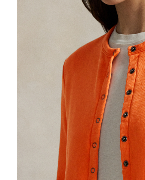 Smooth French terry and a snapped placket come together to create this crewneck cardigan, which is finished with our signature embroidered Pony on the chest.