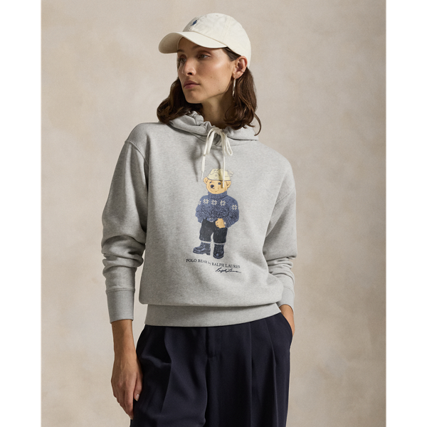 Cut for a relaxed fit, this fleece hoodie is defined by Ralph Lauren Lauren's Polo Bear rubber-printed on the front.