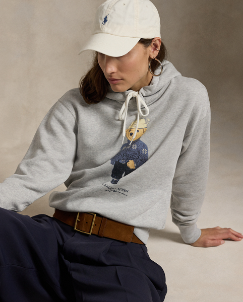 Cut for a relaxed fit, this fleece hoodie is defined by Ralph Lauren Lauren's Polo Bear rubber-printed on the front.
