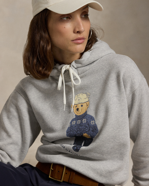 Cut for a relaxed fit, this fleece hoodie is defined by Ralph Lauren Lauren's Polo Bear rubber-printed on the front.