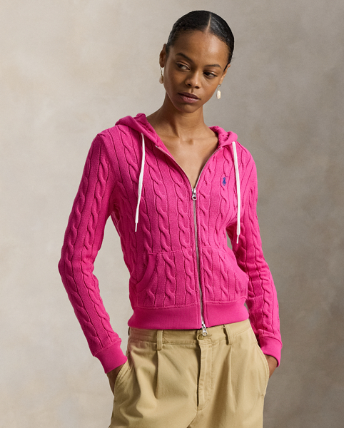 Felpa a Treccia Ralph Lauren con Cappuccio e Cerniera