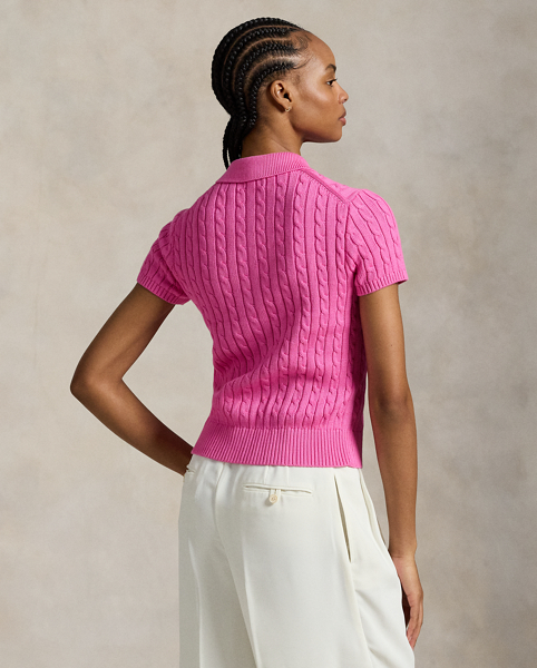 This short-sleeve cardigan combines two of Ralph Lauren Lauren's most celebrated design elements: the Polo shirt and the cable-knit construction. Cut for a slim fit, it's made from combed cotton and finished with our signature embroidered Pony.