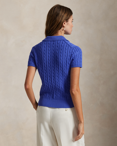 This short-sleeve cardigan combines two of Ralph Lauren Lauren's most celebrated design elements: the Polo shirt and the cable-knit construction. Cut for a slim fit, it's made from combed cotton and finished with our signature embroidered Pony.
