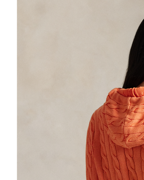 The versatile style of a full-zip hoodie meets  Ralph Lauren Lauren's signature cable-knit construction in this cotton layer, which is adorned with our embroidered Pony on the chest.