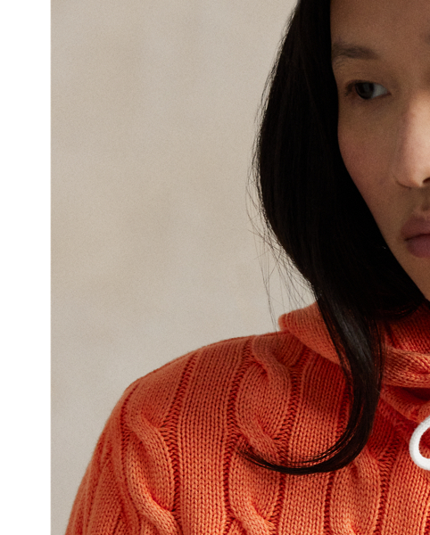 The versatile style of a full-zip hoodie meets  Ralph Lauren Lauren's signature cable-knit construction in this cotton layer, which is adorned with our embroidered Pony on the chest.