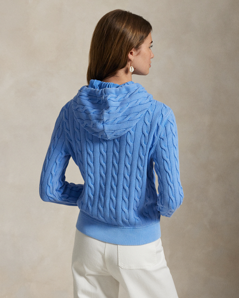 The versatile style of a full-zip hoodie meets Ralph Lauren Lauren's signature cable-knit construction in this cotton layer, which is adorned with our embroidered Pony on the chest.