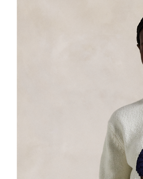 This cotton-and-linen crewneck jumper showcases an intarsia-knit rendering of the Polo Bear donning a signature  Ralph Lauren Lauren look. Our monogram logo is cross-stitched at the hem.