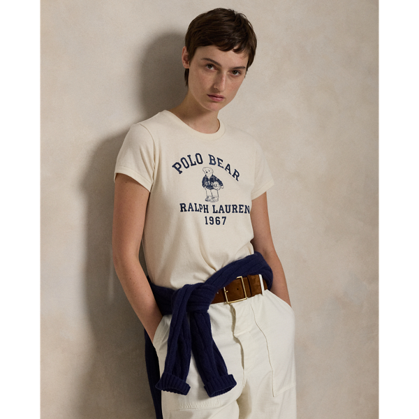 Made with soft cotton jersey, this crewneck tee is printed with the Polo Bear and logo for a vintage-inspired look.