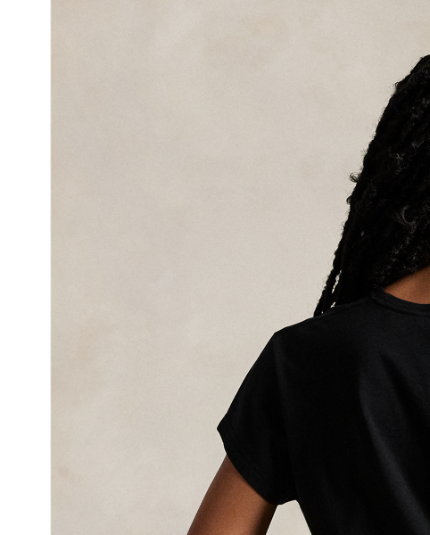 This jersey crewneck T-shirt is made from a cotton-modal blend and cut for a shrunken fit. Our signature Pony is embroidered above the right hem.