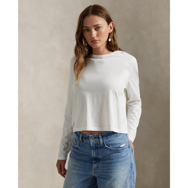 This jersey long-sleeve tee is made with a cotton-modal blend and cut for a Shrunken Fit. Our signature Pony is embroidered above the right hem.