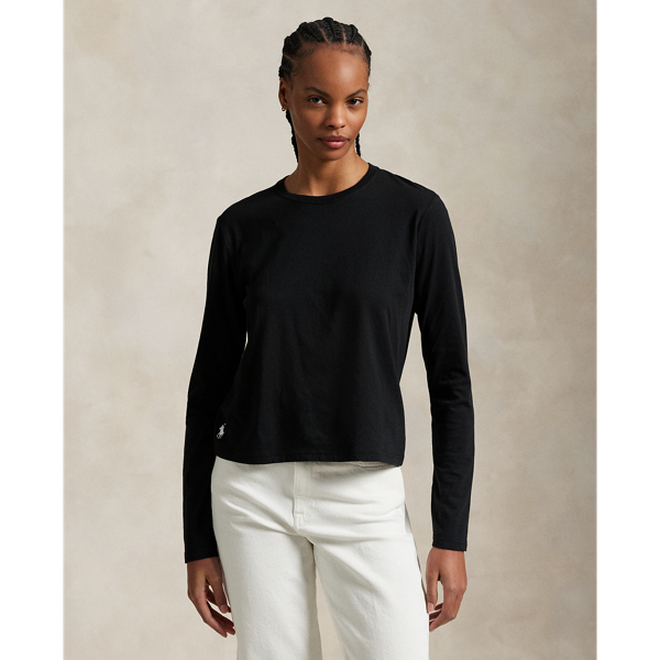 This jersey long-sleeve tee is made with a cotton-modal blend and cut for a Shrunken Fit. Our signature Pony is embroidered above the right hem.