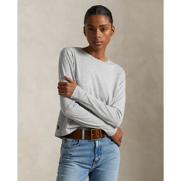 This jersey long-sleeve tee is made with a cotton-modal blend and cut for a Shrunken Fit. Our signature Pony is embroidered above the right hem.