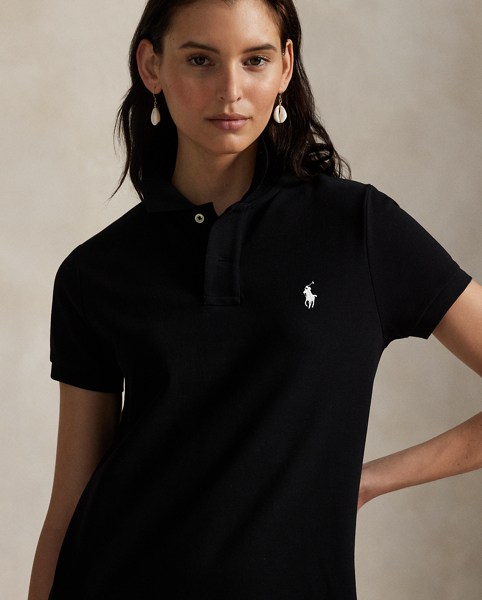 This cotton mesh version of Ralph Lauren Lauren's signature Polo dress features a straight silhouette with elongated side slits and our embroidered Pony at the chest.