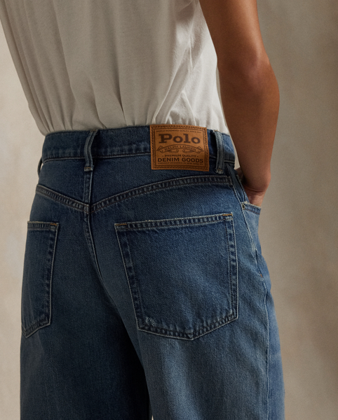 Designed for a cropped, wide-leg silhouette, these high-rise jeans are crafted from medium-weight Turkish denim with authentic slub character. The medium indigo wash has a vintage-inspired look thanks to uneven hand-sanding, whiskering and grinding on the seams.