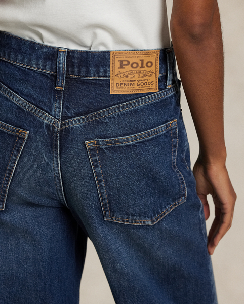 Designed for a cropped, wide-leg silhouette, these high-rise jeans are crafted from medium-weight Turkish denim with authentic slub character. The dark indigo wash has a vintage-inspired look thanks to uneven hand-sanding, whiskering and grinding on the seams.