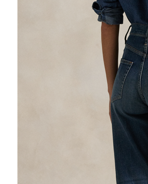 This version of Polo's High-Rise Relaxed Straight jean is cut with Turkish denim and treated for a faded, vintage-inspired look. Cut for a high rise, these jeans are finished with signature engraved hardware.
