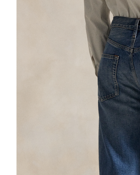 Cut for a relaxed, straight silhouette, these jeans are crafted from cotton right-hand twill and treated for a lived-in look. They're washed for a medium indigo hue and hand-sanded to achieve highs and lows throughout.