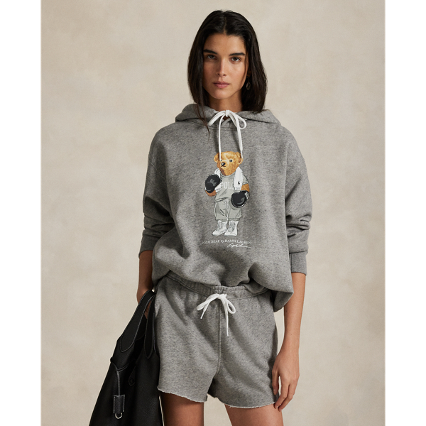 Ralph Lauren Lauren's Polo Bear takes centre stage on this fleece hoodie with a boxer-inspired look. The rubber-printed graphic is adorned with embroidered details for a touch of texture and dimension.