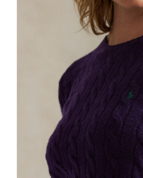 A Polo essential, this slim-fitting crewneck jumper combines a blend of soft Italian wool and cashmere with our signature cable-knit construction.