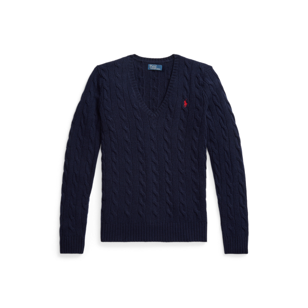 Pull col en V torsadé laine-cachemire - Polo Ralph Lauren - Modalova