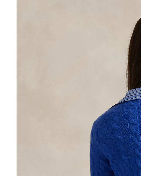 A Polo essential, this slim-fitting V-neck jumper combines a blend of soft Italian wool and cashmere with our signature cable-knit construction.