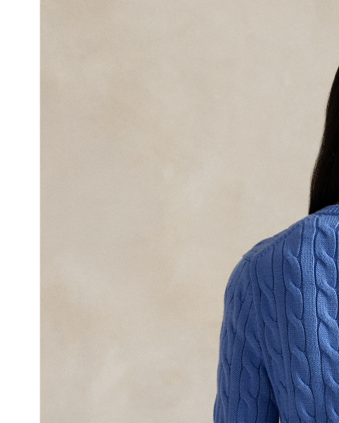 Cable-knit with pure cotton, this slim crewneck cardigan is finished with the signature embroidered Pony on the chest.