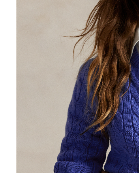 Cable-knit with pure cotton, this slim crewneck cardigan is finished with the signature embroidered Pony on the chest.