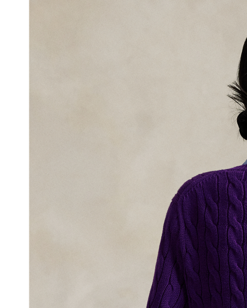 Cable-knit with pure cotton, this slim crewneck cardigan is finished with the signature embroidered Pony on the chest.